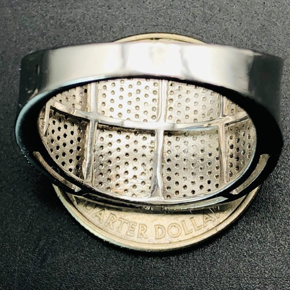 Unique Micro Pave set Yellow Citrine Men's Sterling Silver Ring Sz. 10 - 7.3 Gm - Picture 15 of 16